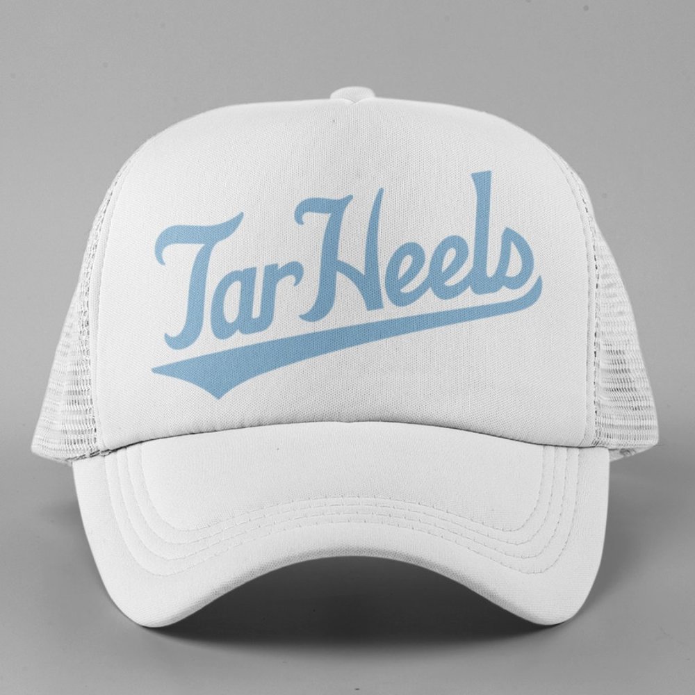 NEW Tar Heels Baseball Script Logo Foam Trucker Mesh Snapback Hat WHITE